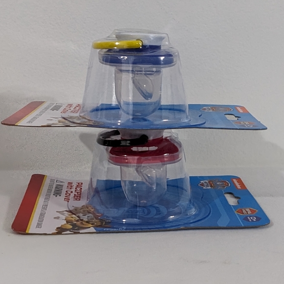 Paw Patrol Nickelodeon Blue & Red Pacifiers With Covers, Bundle of 2, BPA Free - Picture 3 of 3